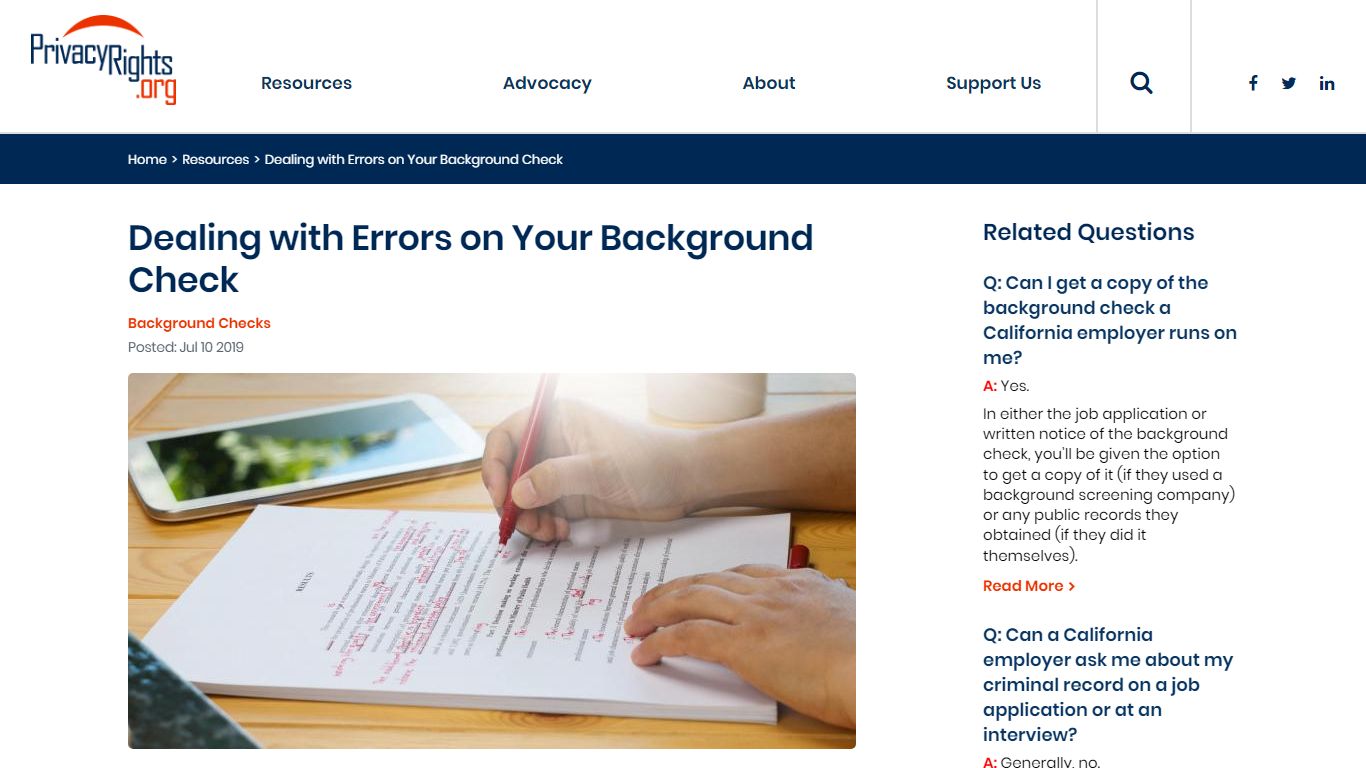 Dealing with Errors on Your Background Check - Privacy Rights Clearinghouse